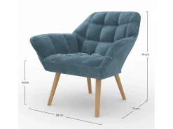Sillón de tela azul con patas de madera - Simba