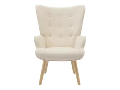 Sillón de tela beige capitoné. Estilo escandinavo. VATELY