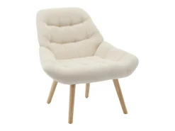 Sillón de tela beige estilo escandinavo capitoné LUOSTO