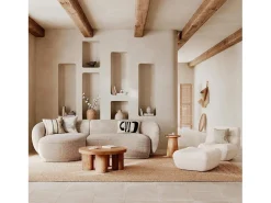Sillón de tela bouclé blanco - Teddy