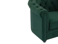 Sillón de tela de terciopelo color verde CHESTERFIELD