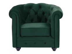 Sillón de tela de terciopelo color verde CHESTERFIELD