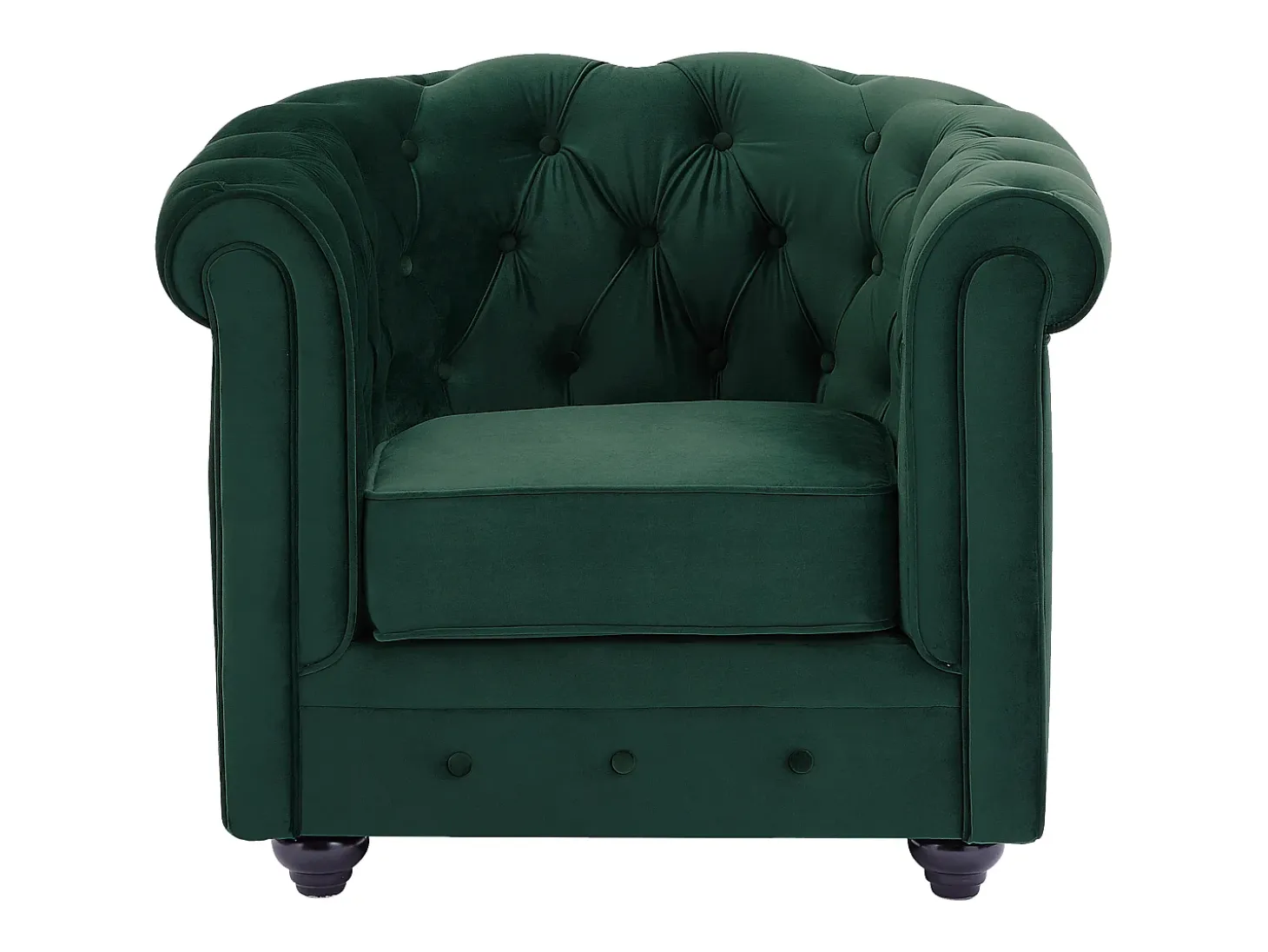 Sillón de tela de terciopelo color verde CHESTERFIELD