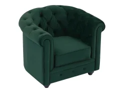 Sillón de tela de terciopelo color verde CHESTERFIELD
