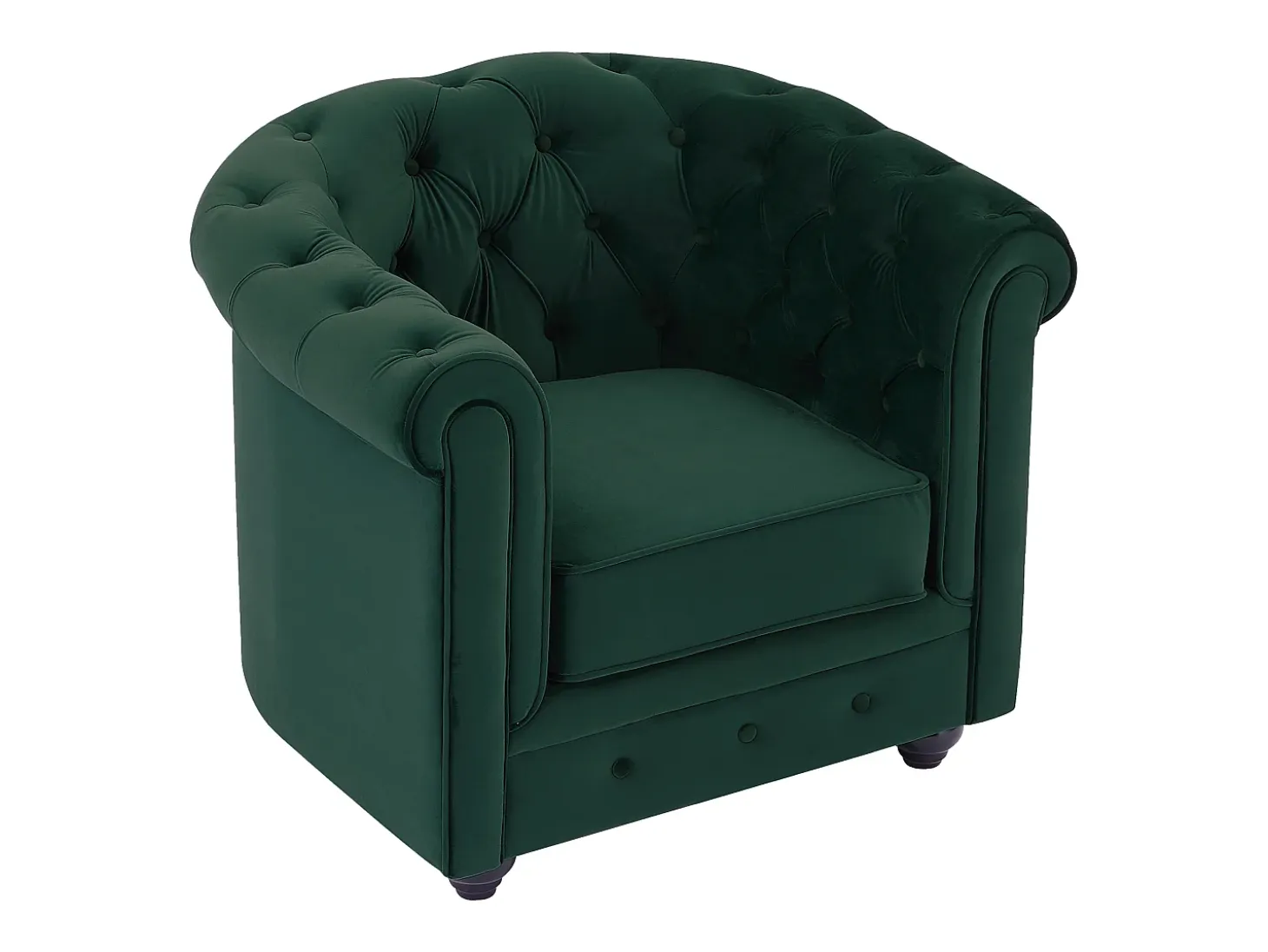 Sillón de tela de terciopelo color verde CHESTERFIELD