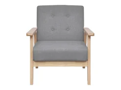 Sillón de tela gris claro