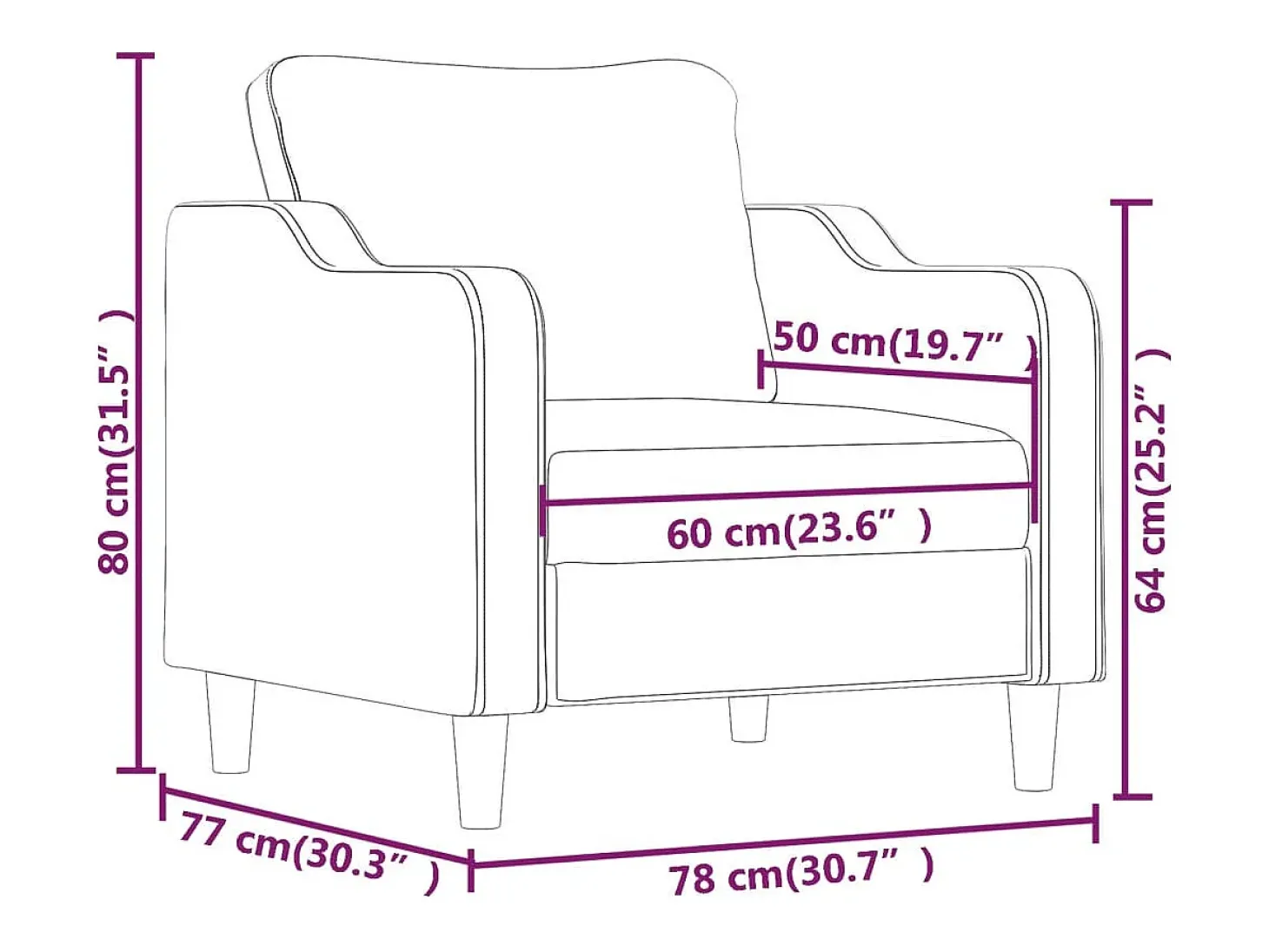 Sillón de tela negro 60 cm