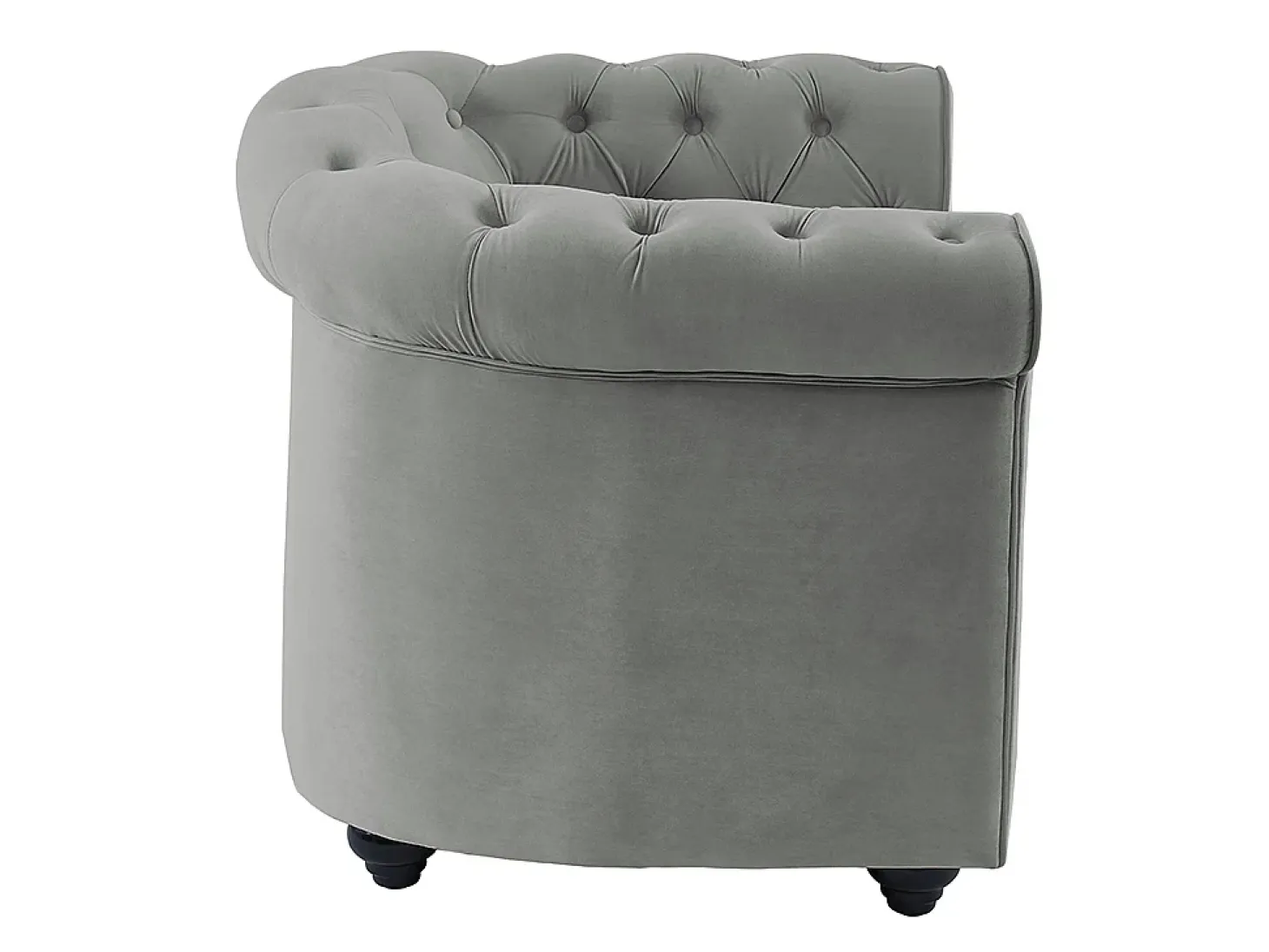 Sillón de terciopelo color gris plata CHESTERFIELD