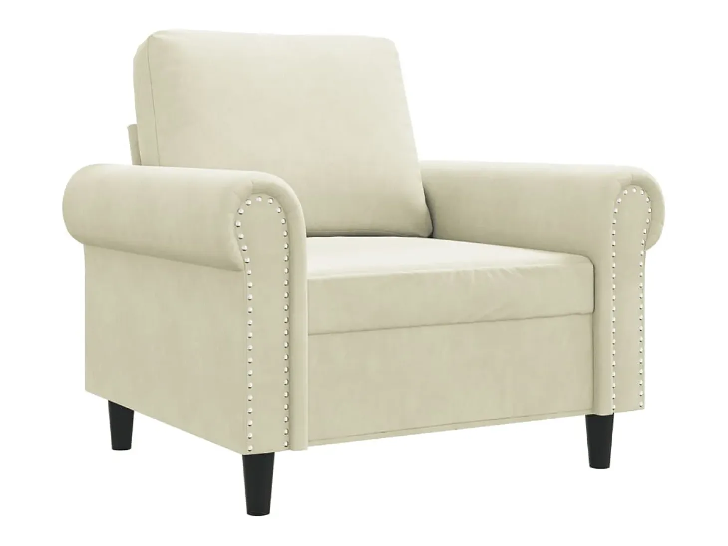 Sillón de terciopelo color crema 60 cm