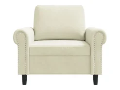 Sillón de terciopelo color crema 60 cm