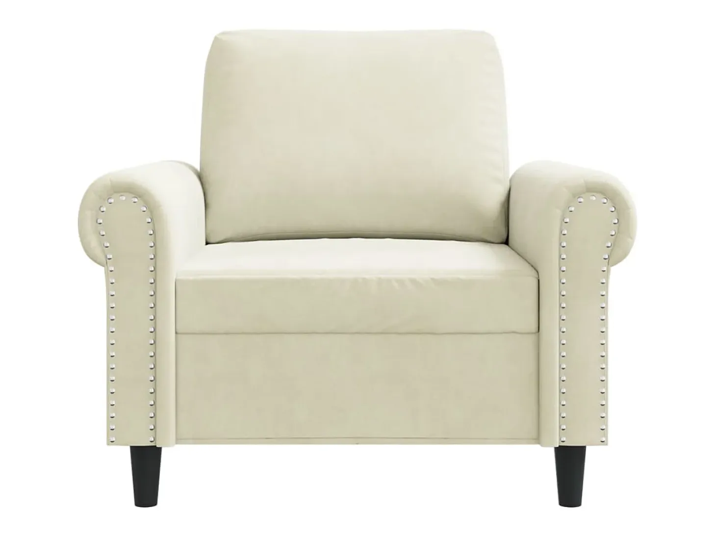 Sillón de terciopelo color crema 60 cm