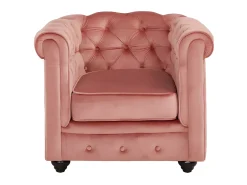 Sillón de terciopelo color rosa polvo CHESTERFIELD