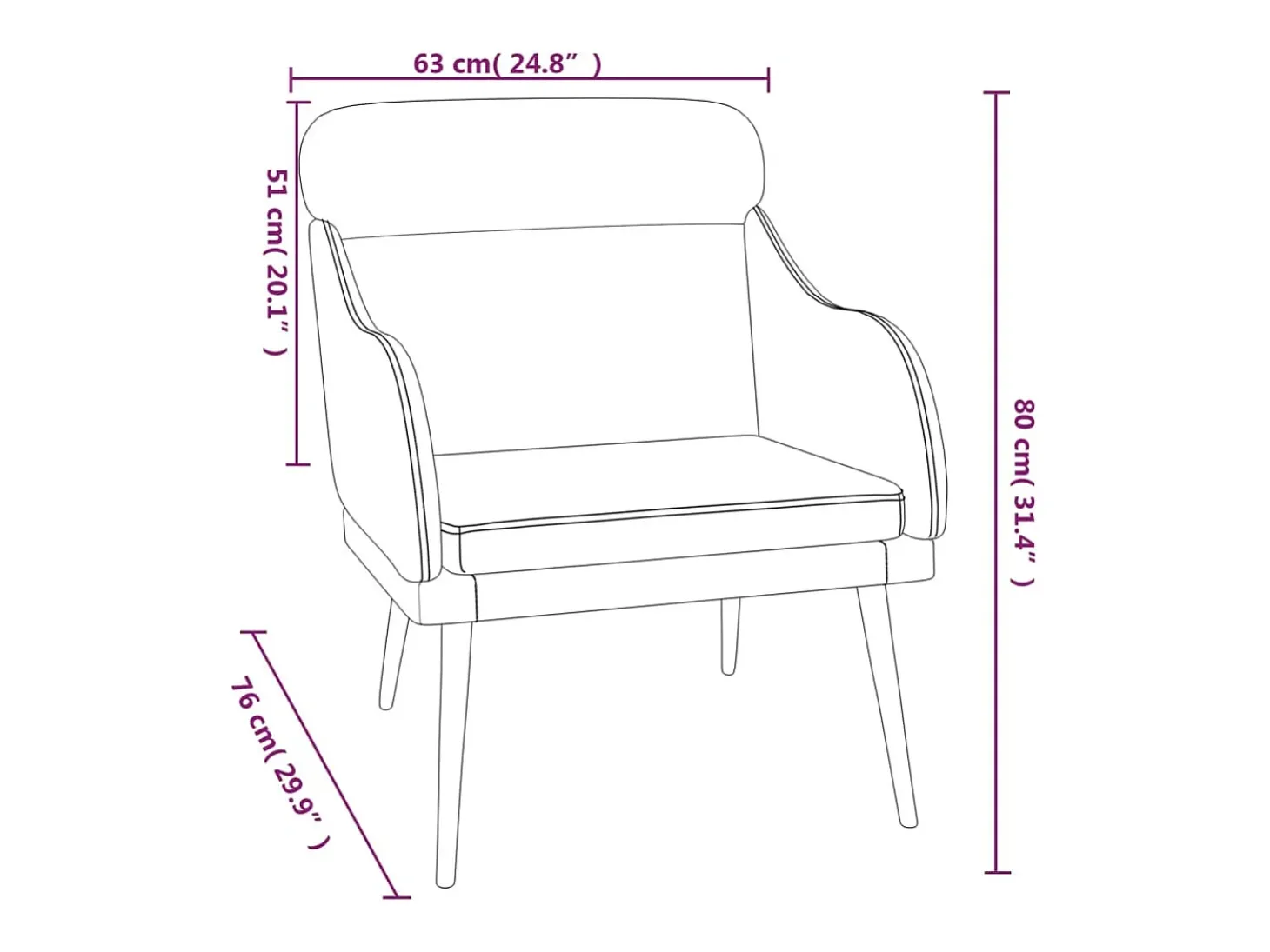 Sillón de terciopelo color crema 63x76x80 cm