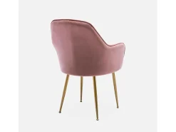 Sillón de terciopelo con patas de metal, set de 2 rosa viejo