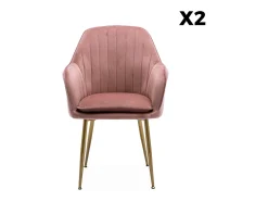 Sillón de terciopelo con patas de metal, set de 2 rosa viejo