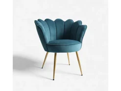 Sillón de terciopelo elegante con patas doradas Nivara - Azul Marino