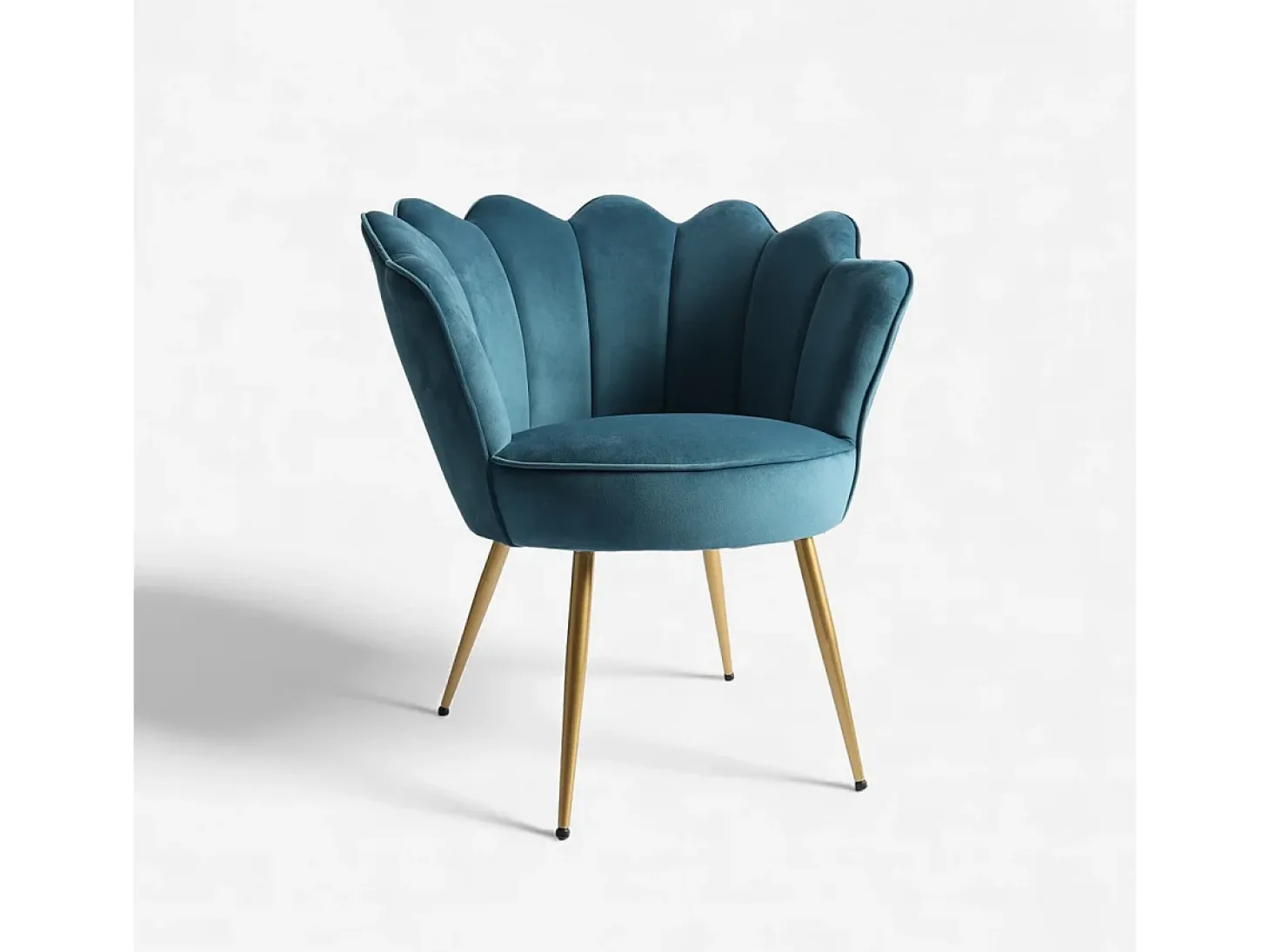 Sillón de terciopelo elegante con patas doradas Nivara - Azul Marino