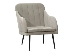 Sillón de terciopelo gris claro 63x76x80 cm