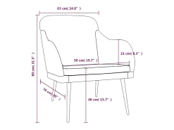 Sillón de terciopelo gris claro 63x76x80 cm