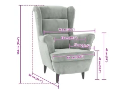 Sillón de terciopelo gris claro