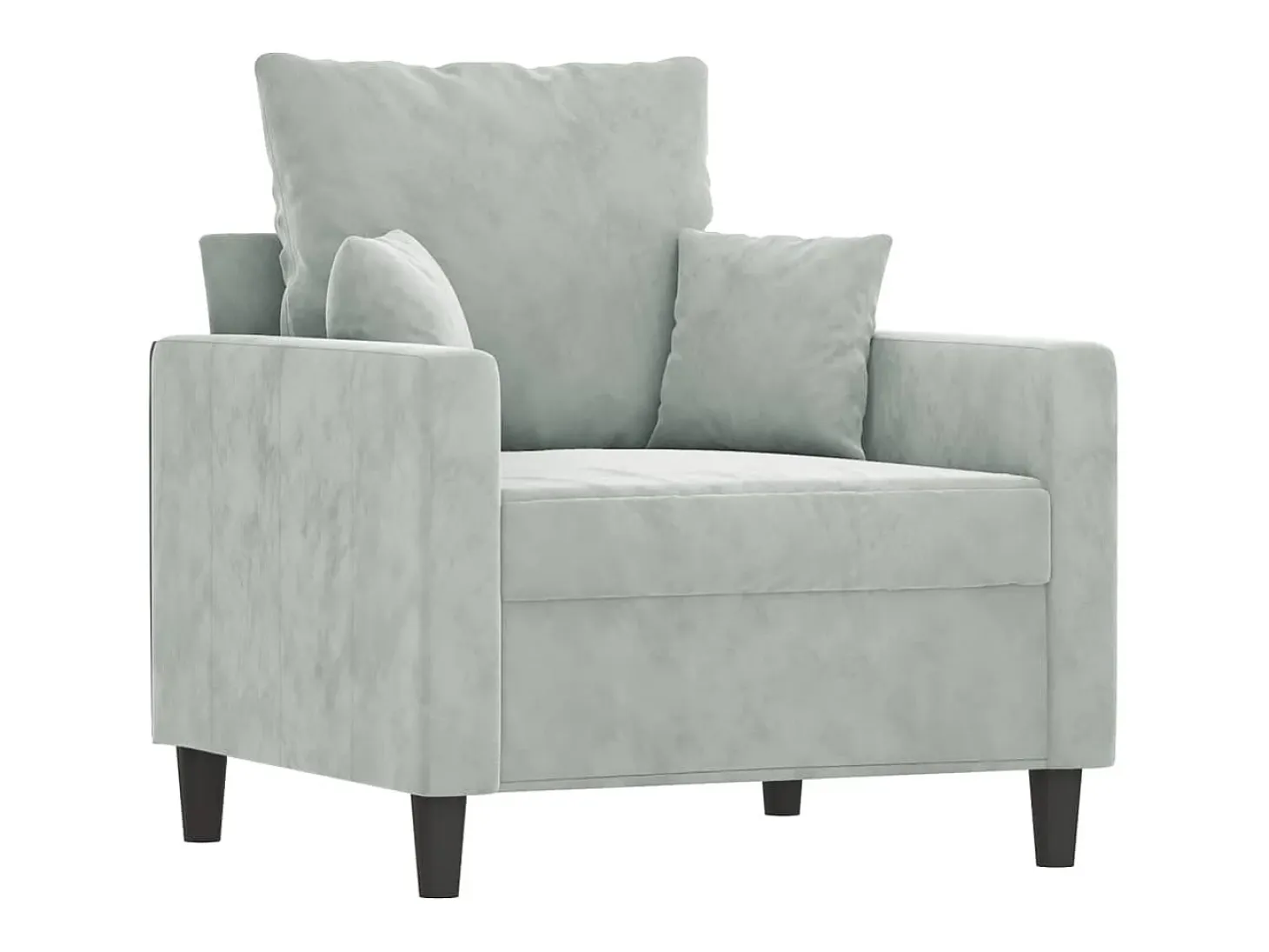 Sillón de terciopelo gris claro 60 cm PWFG63468