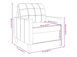 Sillón de terciopelo gris claro 60 cm