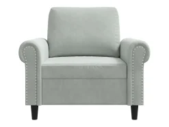 Sillón de terciopelo gris claro 60 cm