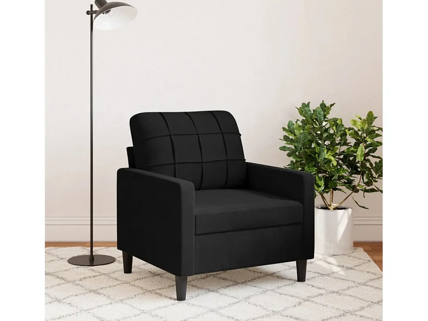 Sillón de terciopelo negro 60 cm