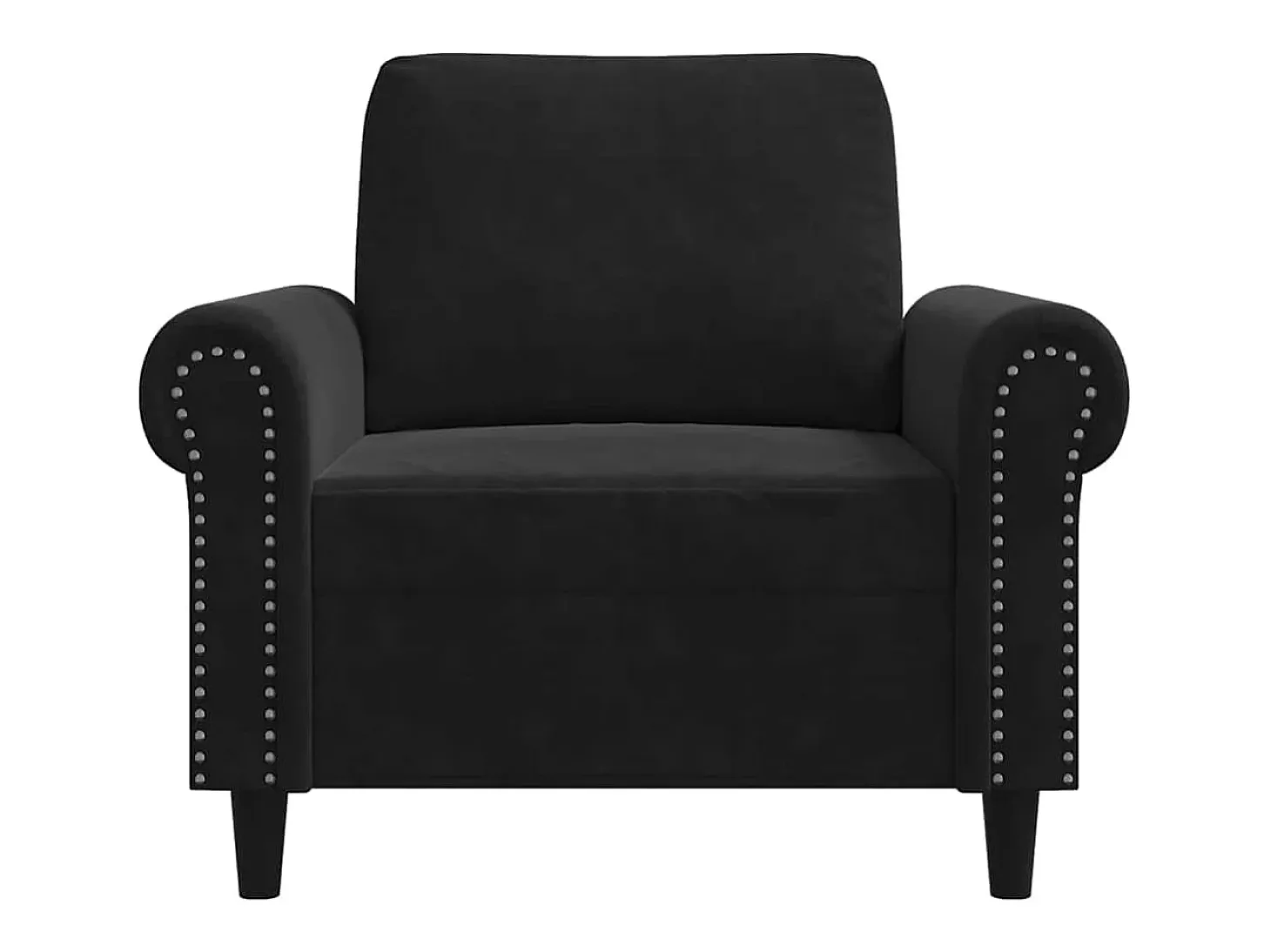 Sillón de terciopelo negro 60 cm