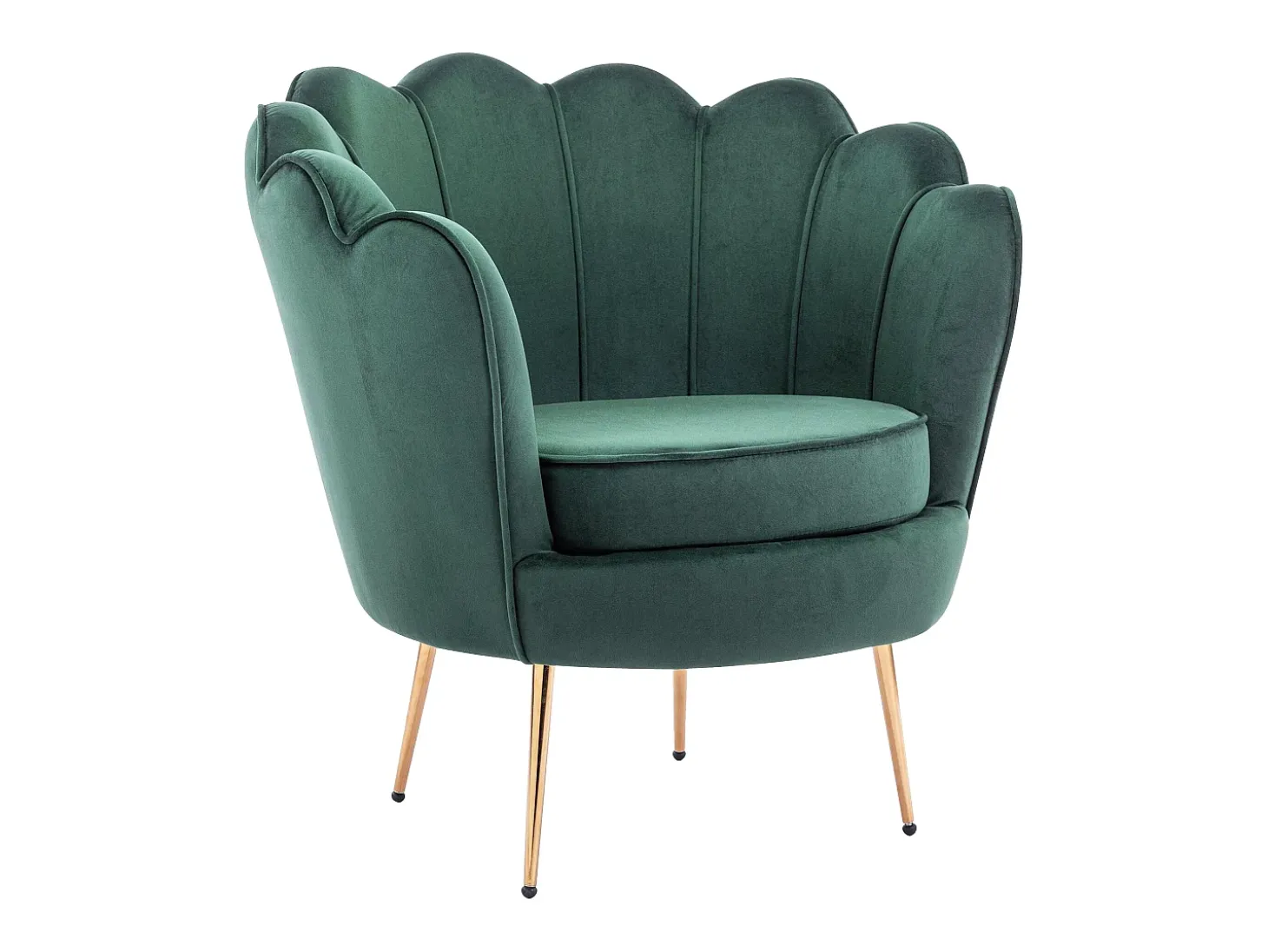 Sillón de terciopelo verde pino estilo art decó DANDELION