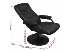 Sillón de TV con reposapiés cuero sintético sintético negro