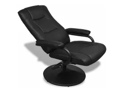 Sillón de TV con reposapiés cuero sintético sintético negro