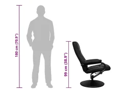 Sillón de TV con reposapiés cuero sintético sintético negro