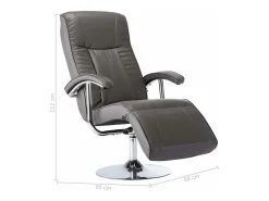 Sillón de TV de cuero sintético gris