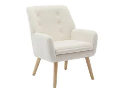 Sillón derecho de tela rizada blanco estilo escandinavo SERINO