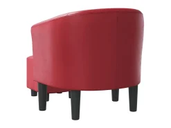Sillón diseño de cubo con reposapiés cuero sintético rojo tinto ES63259