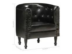 Sillón diseño de cubo cuero auténtico negro