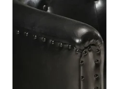 Sillón diseño de cubo cuero auténtico negro