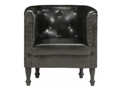 Sillón diseño de cubo cuero auténtico negro