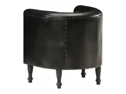 Sillón diseño de cubo cuero auténtico negro
