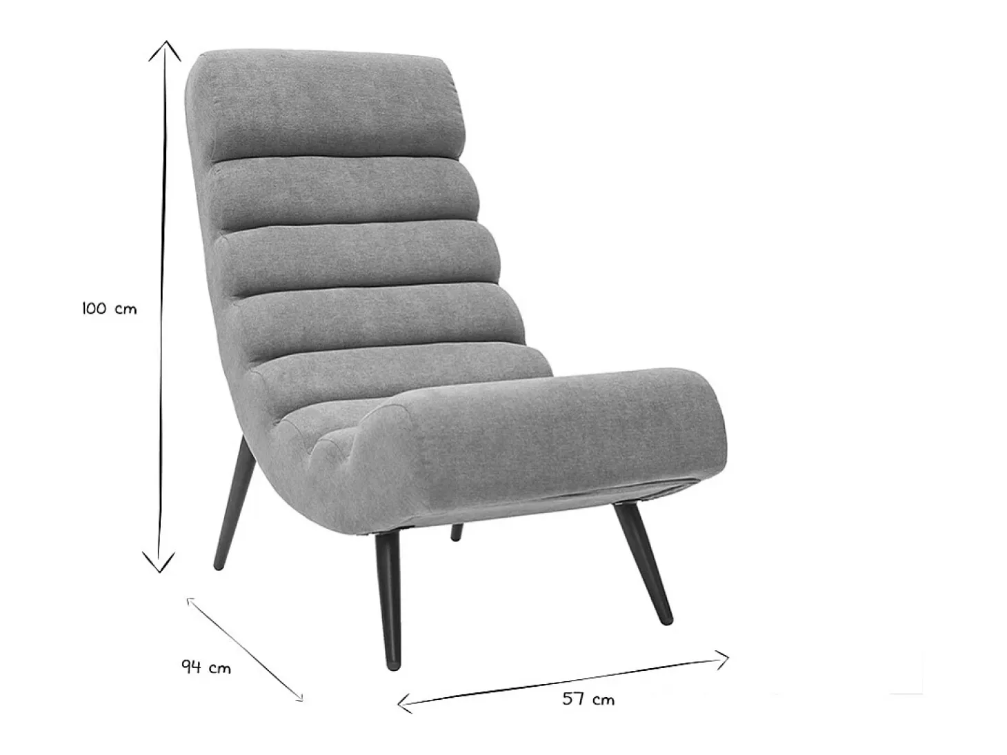 Sillón efecto terciopelo gris y metal negro TAYLOR