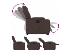 Sillón eléctrico reclinable elevable de tela marrón oscuro