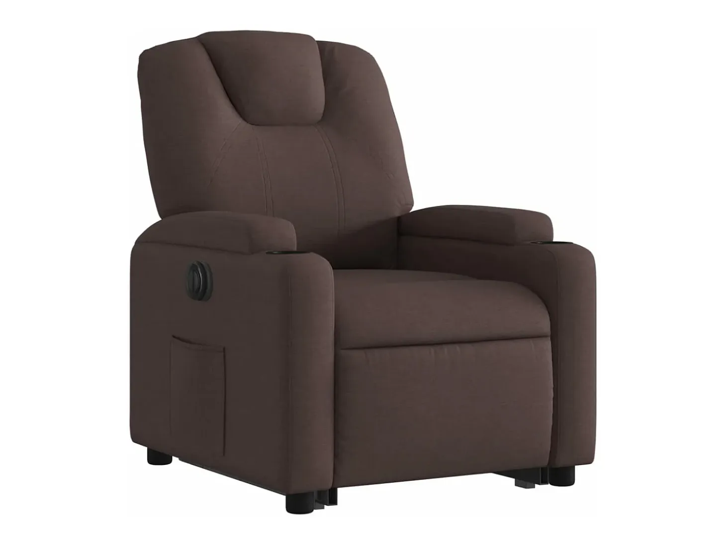 Sillón eléctrico reclinable elevable de tela marrón oscuro