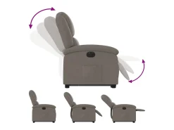 Sillón eléctrico reclinable elevable de tela gris taupe