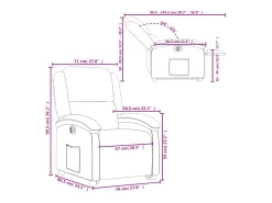 Sillón eléctrico reclinable elevable de tela gris taupe