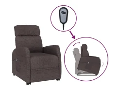 Sillón elevable tela marrón oscuro