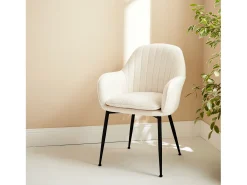 Sillón en borreguito con patas de metal borreguito blanco