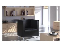 Sillón en forma de cubo de cuero sintético negro