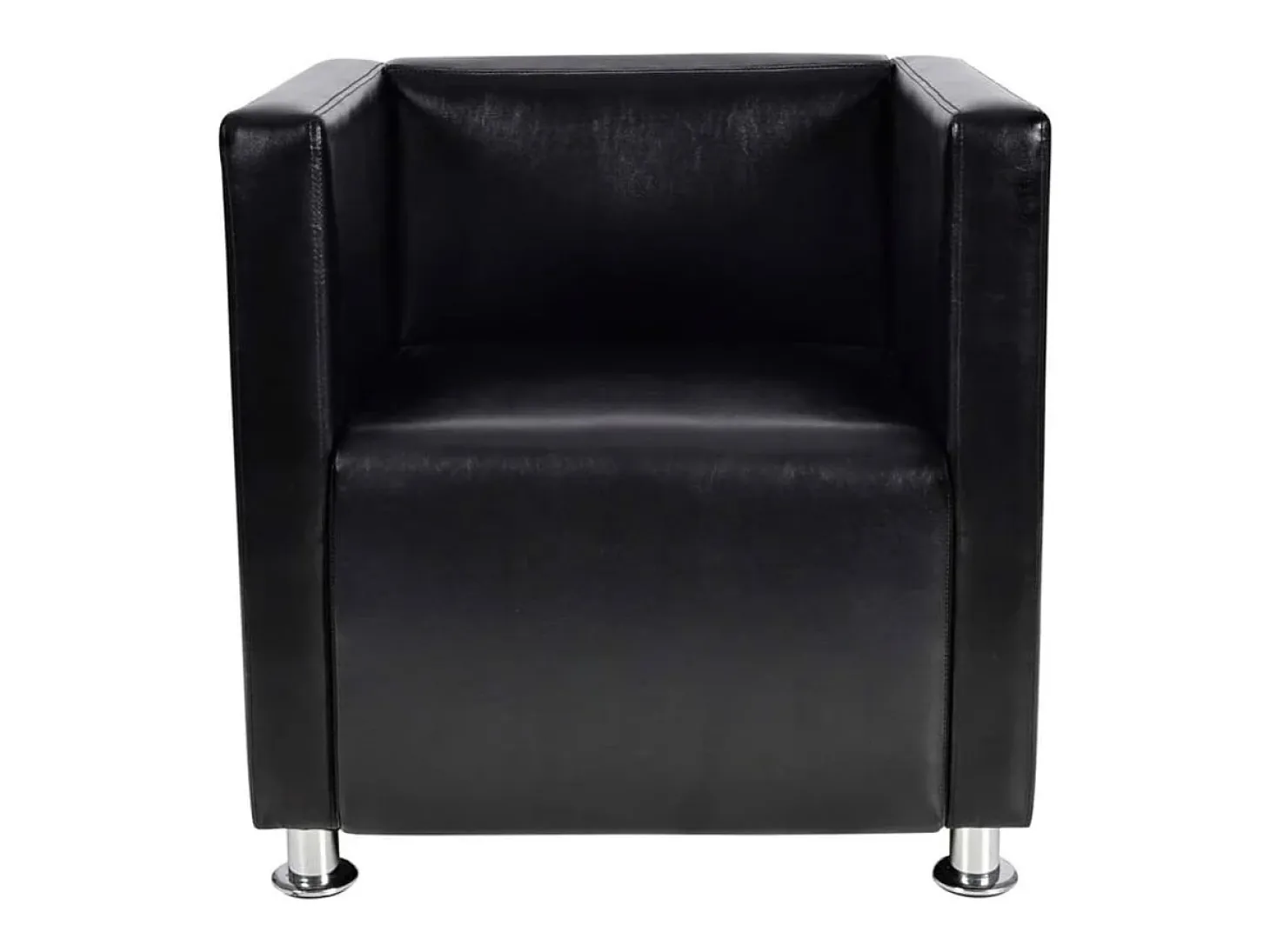 Sillón en forma de cubo de cuero sintético negro