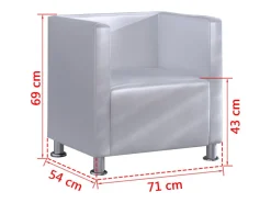 Sillón en forma de cubo de cuero sintético blanco